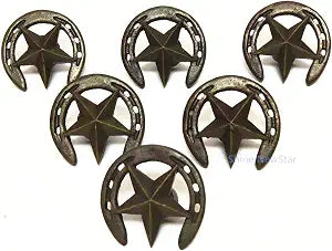 Cowboy Western Horseshoe Vintage Hand Painted Resin Drawer Pulls Cabinet Knobs Handles Country Kitchen Home Decoration (Pack of 6)