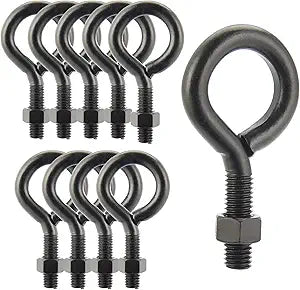 Wright Products Eye Bolt, 10-Pack, 4-inch x .5 inch, Heavy-Duty, Weather-Resistant for Outdoor & Indoor Use - Multipurpose Eye Bolt for Hanging Plants, Decorations, DIY Projects, Matte Black