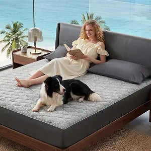 Cozy Bliss Leakproof Cooling Mattress Protector Queen, Q-Max 0.45 Soft Noiseless Breathable Mattress Topper Cover, with Deep Pocket Fits 818 Inches for Summer Bed Hot Sleepers, Grey