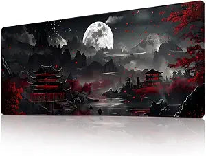 Japanese Desk Mat Mouse Pad Dark Moon Gaming Desk Pad XL Large Mouse Mat Office Decor Accessories (Mountain Moon)