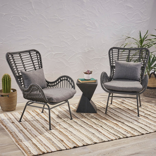 ModernLuxe Tapscott Wicker Patio Chair with Cushions Set of 2