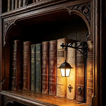 Library Lantern Mini Bookshelf Lamp, Vintage LED Book Nook Light