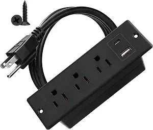 Recessed Power Strip with USB-C and USB-A, 2/3 AC Outlets, in-Desk Flush Mount Power Strip, 125V 12A 1500W, for Desk Countertop Kitchen Island