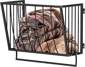 Supforce Blanket Holder Wall Mounted 23.6in, Metal Blanket Rack for Living Room Storage & Decoration, Space-Saving Towel Rack for Bedroom, Entryway, or Laundry Room, Black