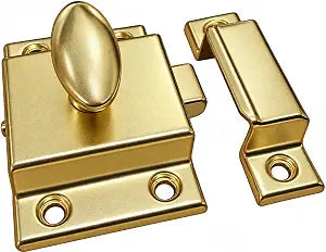 QCAA Oval Turn Cabinet Latch, for Cupboard & Other Furniture, Small, Brass Plated, Made in Taiwan, 1 Pack