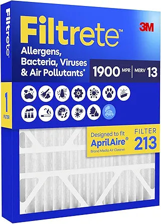 Filtrete 20x25x4 Air Filter, Replaces AprilAire 213 Filters, MERV 13, MPR 1900, Allergens, Bacteria, Viruses & Air Pollutants, 12-Month AC/Furnace Filters, Cleaner Air, Reliable Airflow, 1 HVAC Filter