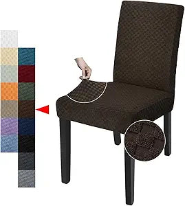 YEMYHOM 6 Packs Latest Checkered Dining Chair Slipcover Parsons Chair Furniture Protector Stretch Chair Covers for Dining Room, Restaurant, Kitchen, Party (Dark Coffee)