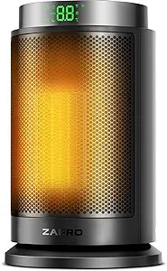 ZAFRO Space Heater, Ultra Quiet Portable Electric Heaters for Indoor Use with Thermostat, 1500W Large PTC Ceramic Fast & Wide-Angle Heat, Digital Display, 8 Safety, 5 Modes, 24H Timer for Office Home