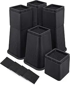 ANNKUT Bed Risers 12 inch Heavy Duty,Elevation in Heights 4,8,12 InchAdjustable Furniture Risers for Chair Table and Desk Legs Lifting (4 Pack,Black)