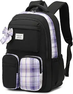 School Backpack for Teen Girls Cute Bookbags Middle High School College Laptop Bags Women Travel Teenage School Bag Daypack, Black Purple