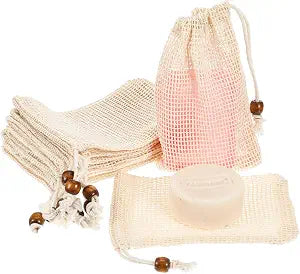 cobee 10 Pack Soap Bag, Pure Cotton Soap Saver Bag, Mesh Exfoliating Soap Bag Pouch, Foaming Drying Soap Holder for Shower(Pure Cotton)