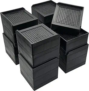 Bed Risers, Furniture Risers 3 inch, Heavy Duty Raise Blocks for Bed Couch Desk Sofa Table, Adjustable Lifters Support up to 1300 Lbs (Black, 8 Pack Set)