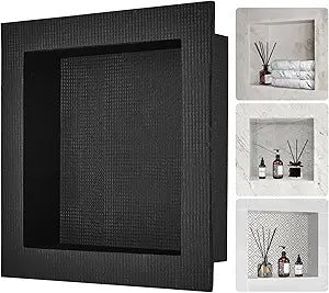 VEVOR Shower Niche,16-Inch Width x 16-Inch Height x 3.5-Inch Depth Single Shelf Organizer,Wall-Inserted Niche Recessed Sealed Protection Modern Soap Storage for Shower Bathroom,Black