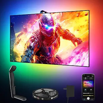 GIPOYENT TV LED Backlight with Camera, 10.5FT RGBIC Screen Sync Lights for 3250 Inch TVs & PC Monitors, Music Sync LED Strip Lights with App for Gaming, Movies, Bedroom
