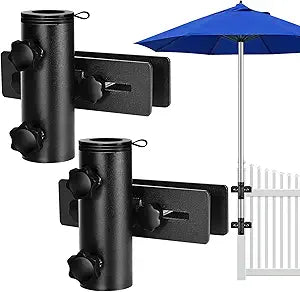 Lalafancy Umbrella Base for Deck Railing, Adjustable Deck Umbrella Mount Bracket Patio Umbrella Holder Outdoor Umbrella Stand Clamp Clip on Fences, Courtyard, Balcony, Porch