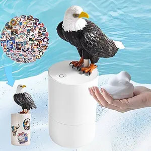 Peace Bird Foam Soap Dispenser-Pigeon and Bald Eagle Shaped Foam Hand Washer, Suitable for Kitchen and Bathroom, Automatic Liquid Soap Dispenser, Touchless Battery Powered Hand Washer (Bald Eagle)