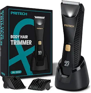 PRITECH Manscape Body Hair Trimmer - Waterproof Pubic Hair Ball Trimmer, Ceramic Blade Shavers Electric Razors for Men with USB-C Charging, Wet/Dry Use, Nick-Free Mens Grooming Kits, Gifts for Men