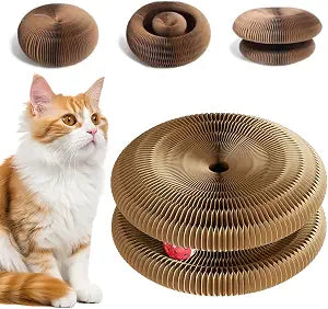 Cat Toy, Kitty Cat Scratchers for Indoor Cats Magic Organ Foldable Cardboard Cat Scratcher Kitty Toy Interactive Relieve Boredom and Exercise Brown