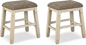 Signature Design by Ashley Bolanburg Farmhouse 24" Counter Height Upholstered Barstool, 2 Count, Whitewash