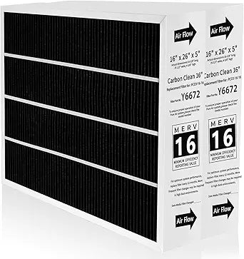 2 Pack X6672 16X25X5 Furnace Filter Compatible with Lennox X6672 and Lennox HCC16-28 Healthy Climate Carbon Clean Home Furnace Filter for HVAC System, Part # HCF16-16, HCF16-10