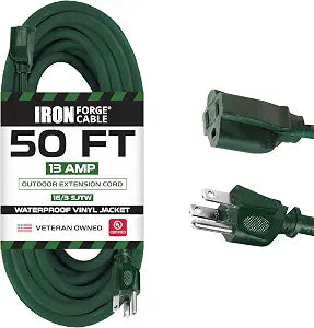 Iron Forge Cable 16 Gauge Heavy Duty Green Extension Cord, 50 Ft - SJTW