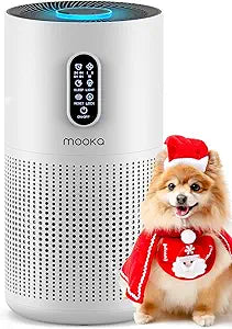 Air Purifiers for Home Large Room up to 1500 ft┬▓, MOOKA HEPA Air Purifier for Home Pets Hair in Bedroom with Aromatherapy, Air Filter Cleaner for Dorm, Pets, Office, 20dB, Night Light, B-D03, White