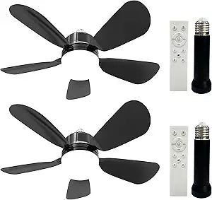 2Pack Socket Fan Light With Remote, Screwing Ceiling Fans with Dimmable Lights, 3 Colors 3000K-6500K,Ceiling Fan Light Kit Bulb for Bedroom Living Room Kitchen Garage Dinning Room
