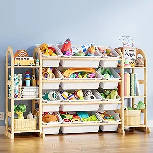 Kids Toy Storage Organizer - Toy Organizers and Storage with 6 Shelves and 12 Bins,Kids Toy Organizer for Playroom, Bedroom, Nursery, 53 Inches Wide