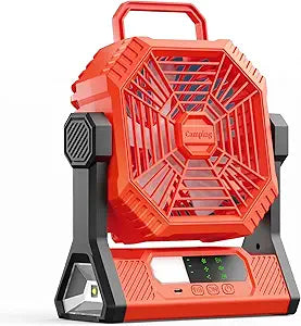 Bewinner 9" Rechargeable Camping Fan 10000mAh, Portable Tent Fan with LED Light 4 Speeds, Quiet Powerful Wind Lightweight Durable Outdoor Indoor