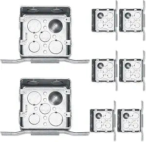 8 Pcs 2-1/8 Inch Deep Metal Electrical Box with Bracket