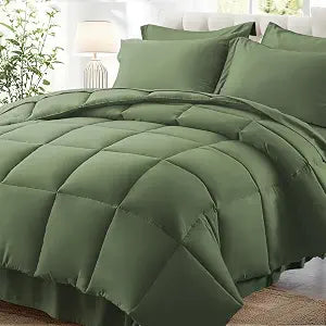 Queen Comforter Set with Sheets,Olive Green Bed in a Bag Queen Bedding Sets
