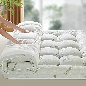 LIANLAM Mattress Topper Queen Size - 1500GSM 3D+7D Down Alternative Fill 3 in Pillow Top Mattress Pad, Viscose Made from Bamboo Cover, Extra Firm for Back Pain, 6"-18" Deep Pocket (60"x80")