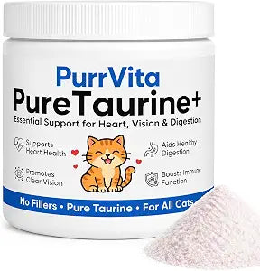 PurrVita Taurine for Cats Upgraded, Pure Taurine Supplement for Cats Powder, Support Feline Heart Vision Immune Digestion Skin & Coat, Chicken Flavor (1)