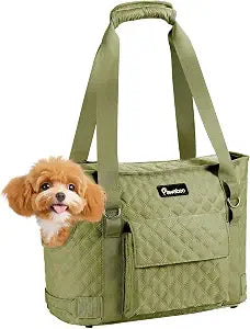 Pawaboo Dog Purse Carrier for Small Dogs with Pocket, Lightweight Dogs and Puppies Tote Bag Carrier, Dog Carriers Soft Sided for Puppy Cat Rabbit, Travel Puppy Carriers Under 11 LBS, Matcha Green