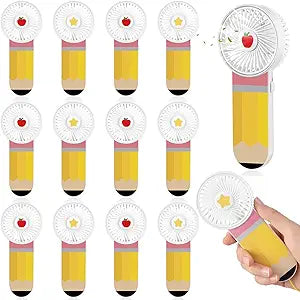 Retisee 12 Pcs Teacher Appreciation Gifts Bulk Mini Portable Fan Battery Operated Handheld Fan Personal Lightweight Pocket for Back to School Summer Graduation Travel Essentials (Pencil Style)