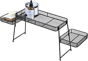 MyGift Over the Sink Shelf Black Metal Organizer Rack, 3 Tiered Bathroom or Kitchen Sink Storage Display Caddy