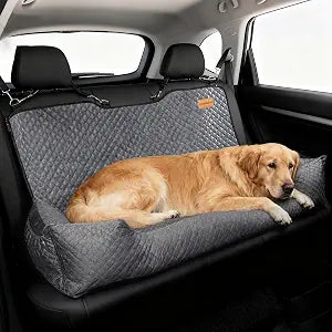 Dog Bed for Car Back Seat,Car Seat for Dogs Under 100 lbs,Pet Booster Seat Cushion,Easy to Install with 2 Safety Leashes,Gray