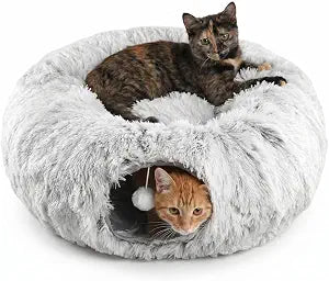 Extra Large Cat Tunnel, Long Cat Tunnel Bed, Foldable Cat Tunnel Toy for Indoor Cats, Spacious Pet Play Tunnel & Cat Bed for Cats Kittens