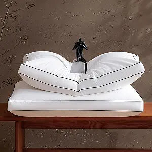 Luxury Goose Feather Down Pillows with GussetedHotel Collection Bed Pillows for Sleeping, Medium Firm Down Pillows for Side Back Stomach Sleepers (King)