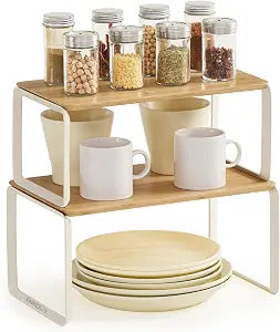 SONGMICS HOME Cabinet Organizer Shelf, Set of 2 Spice Rack, Kitchen Storage