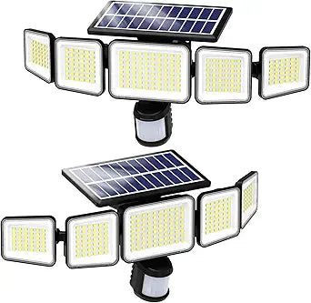 iMaihom 12000LM Solar Lights Outdoor, 5-Head Motion Sensor Solar Flood Lights, 360 Wide Coverage, 180Motion Detection, IP65 Waterproof Security Wall Lights for Yard Garage Driveway, 3 Modes, 2 Pack