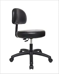 Round Vinyl Chair/Stool-Black-for Garage, Counters, Shop, Kitchen, Computer Desks, Drafting Tables. Easy to Clean! (Soft Non-Marking Casters, Low Table 16"-21")