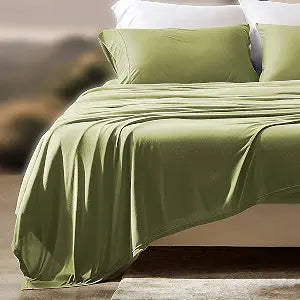 SLEEP ZONE Queen Sheets Set Jersey Knit, 4 Pieces Soft Cooling Bedding Sheets Fade Resistant Easy Care with Deep Pocket 16'', Green