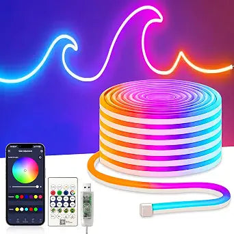 32.8FT RGB+IC LED Neon Rope Light Strip with Remote