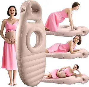 Inflatable Pregnancy Pillow with Belly & Face Opening,Full Body Maternity Airbed for Stomach Sleeping,Portable Prone Support Bed for Expecting Moms,Portable & Includes Electric Pump Gray