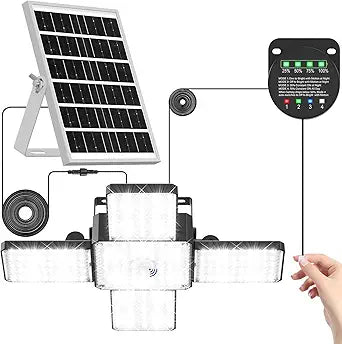 Solar Shed Light Indoor Outdoor, 2000LM 268LED Solar Pendant Light with Motion Sensor, Pull Cord Controller with Mode & Battery Display, Day/Night Use, 4 Modes, IP65 Waterproof for Garage Barn Gazebo