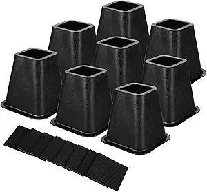 8 Pack 6 Inch Heavy Duty Bed Risers,Furniture Risers Stackable Black Couch Riser for Sofa, Chair, Cabinet, Desk, Supports up to 2200 Lbs per Leg