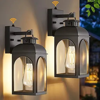 EJIAXIN Dusk to Dawn Outdoor Lighting, Black Porch Lights Outdoor Light House Wall Mount Fixture Waterproof Lamp Exterior Lantern Fixture Outside Wall Sconces for Patio Garage Doorway