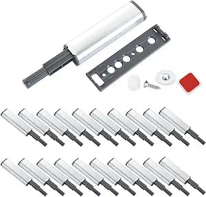 20 Pack Magnetic Push Latches for Cabinet, Push to Open Door Latch - Heavy Duty Push Release Catches Kitchen Drawer Pop Out Latch, Gray