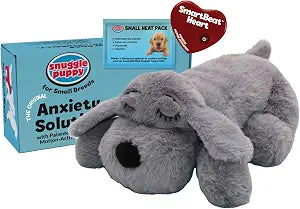 Snuggle Puppy Junior, Heartbeat Puppy Toy for Small Breeds, Smaller Plush Dog Toy with Real-Feel Pulse, Designed for Crate Use and Early Routines - Gray